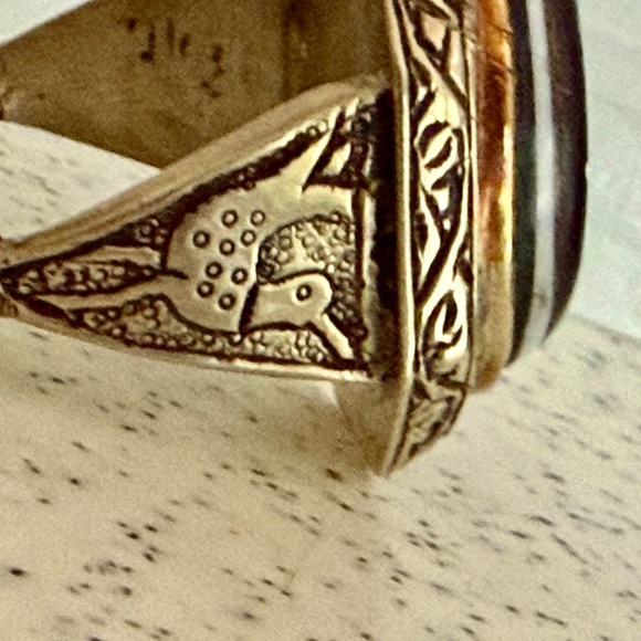 carved black intaglio sterling silver mens ring...gorgeous - Picture 6 of 8